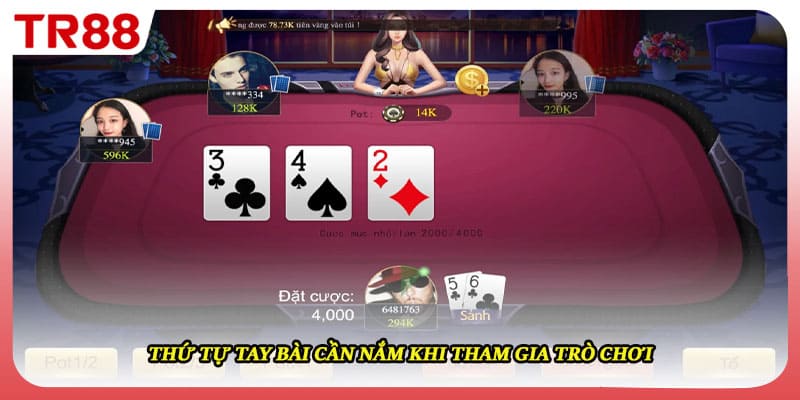 Thứ tự tay bài cần nắm khi tham gia trò chơi